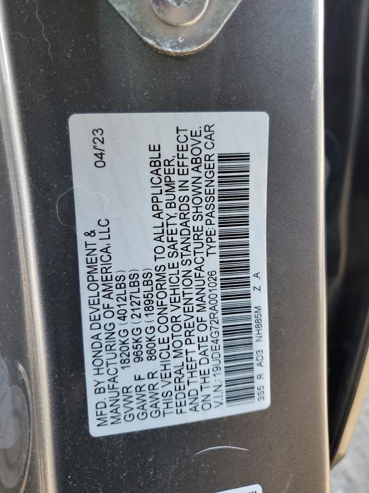 2024 Acura Integra VIN 19UDE4G72RA001026 Copart auction photo, mechanical / front end damage thumbnail 12