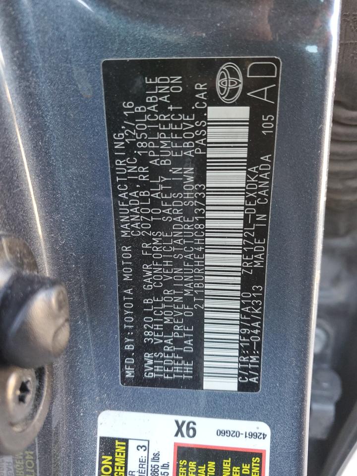 2017 Toyota Corolla VIN 2T1BURHE4HC813733 Copart auction photo, front end damage thumbnail 12