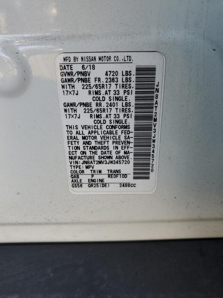 2018 Nissan Rogue VIN JN8AT2MV3JW345720 Copart auction photo, front end / minor dent/scratches damage thumbnail 15