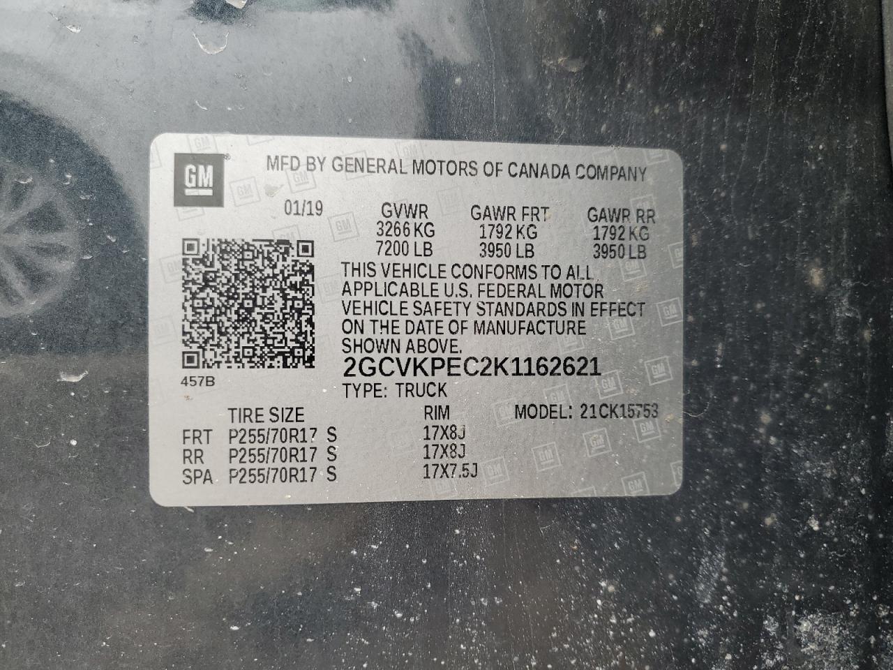 2019 Chevrolet Silverado VIN 2GCVKPEC2K1162621 Copart auction photo, front end / rear end damage thumbnail 12