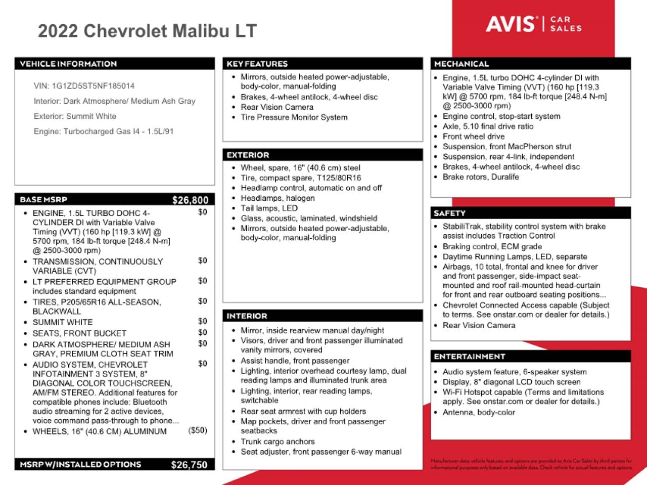 2022 Chevrolet Malibu VIN 1G1ZD5ST5NF185014 Copart auction photo, front end damage thumbnail 12