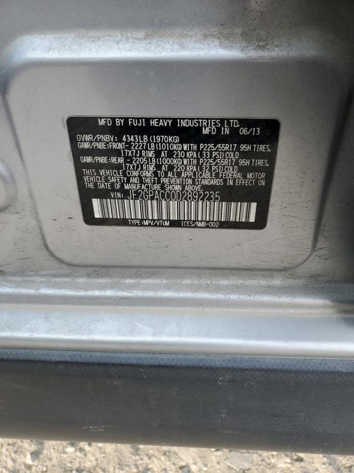 2013 Subaru XV VIN JF2GPACC0D2892235 Copart auction photo, front end damage thumbnail 14