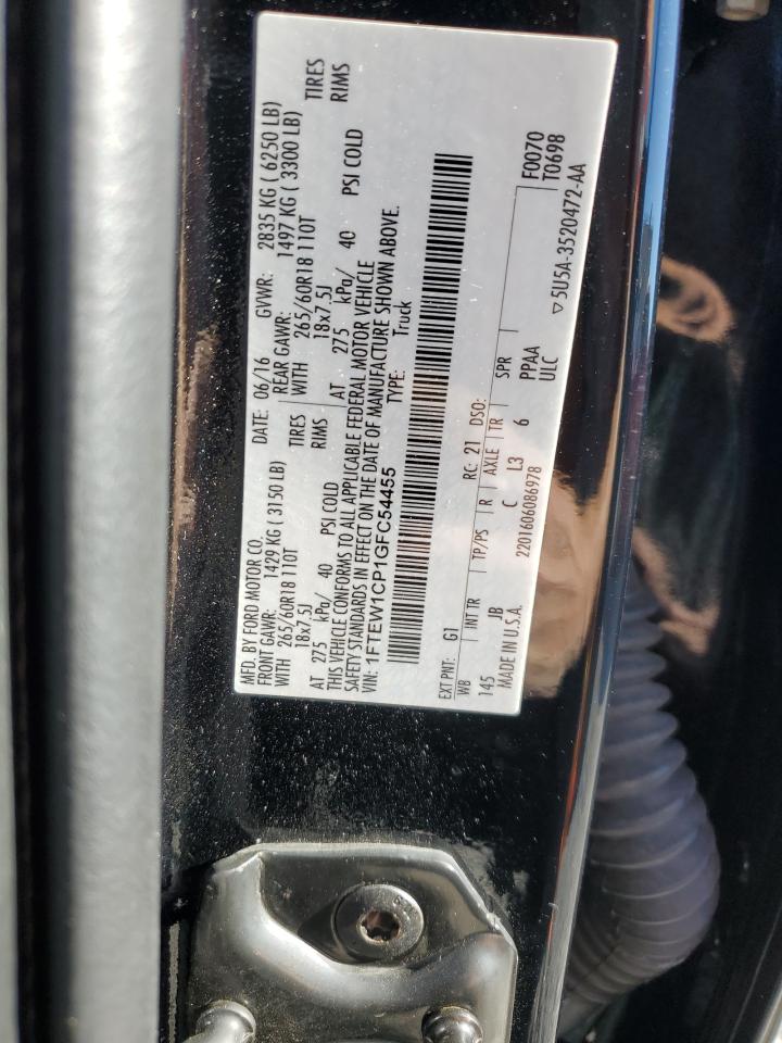 2016 Ford F-150 VIN 1FTEW1CP1GFC54455 Copart auction photo, front end damage thumbnail 12