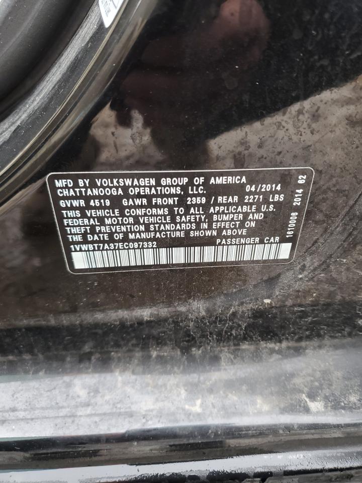 2014 Volkswagen Passat VIN 1VWBT7A37EC097332 Copart auction photo, undercarriage / front end damage thumbnail 13