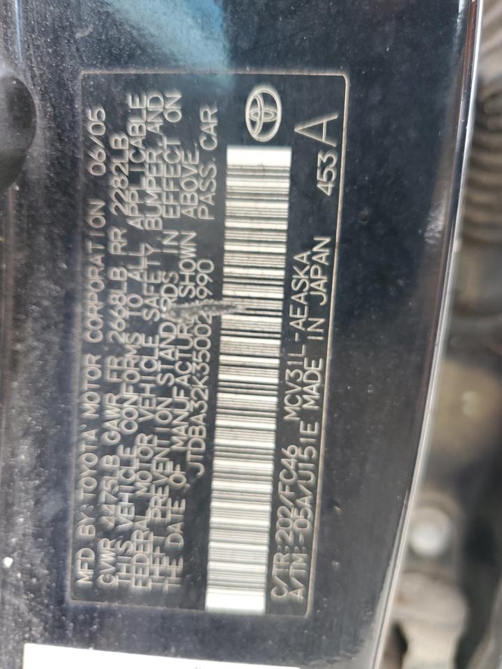 2005 Toyota Camry VIN JTDBA32K350025990 Copart auction photo, rear end damage thumbnail 13