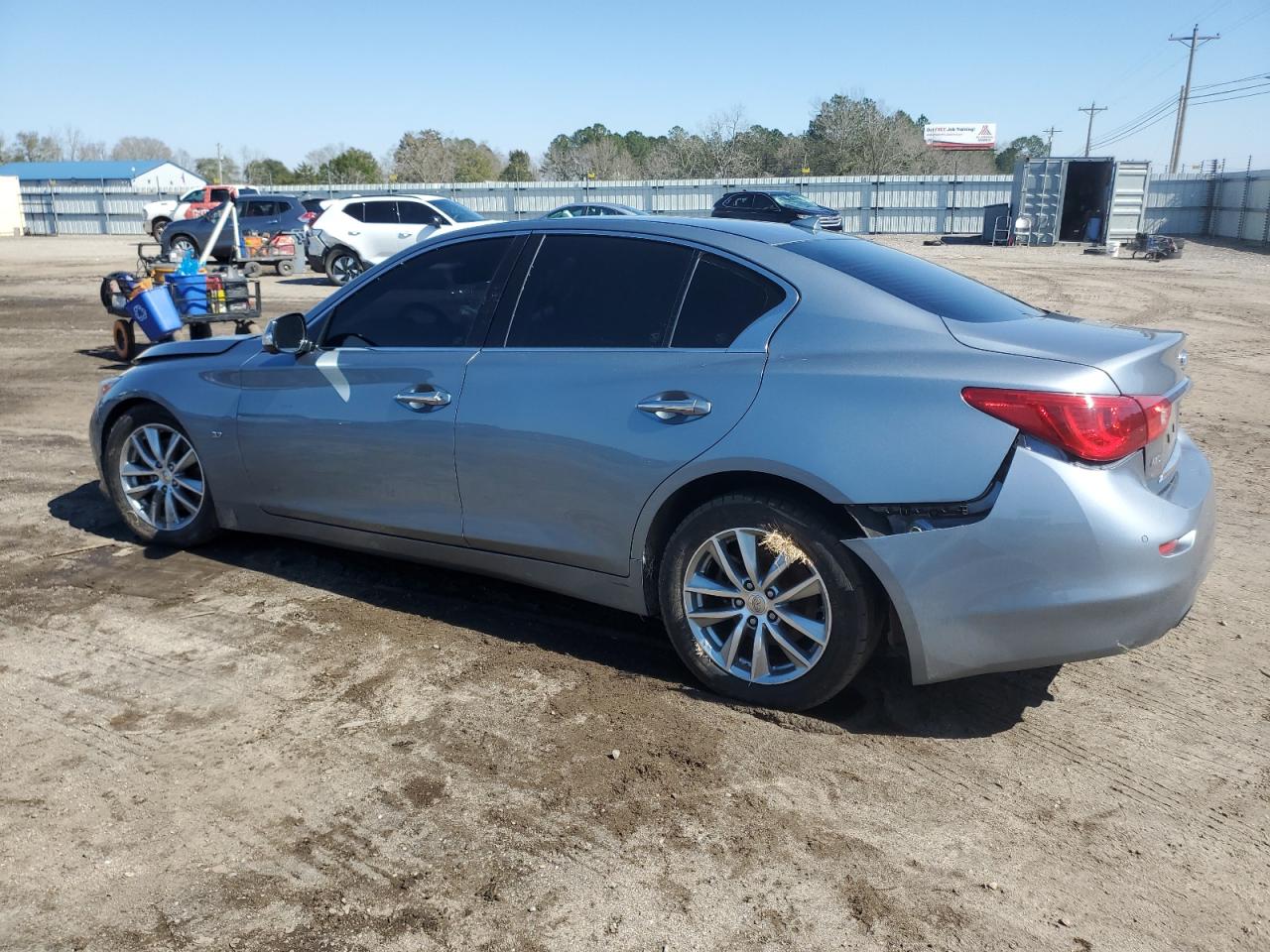 2014 Infiniti Q50 VIN JN1BV7AR5EM680982 Copart auction photo, front end / side damage thumbnail 2