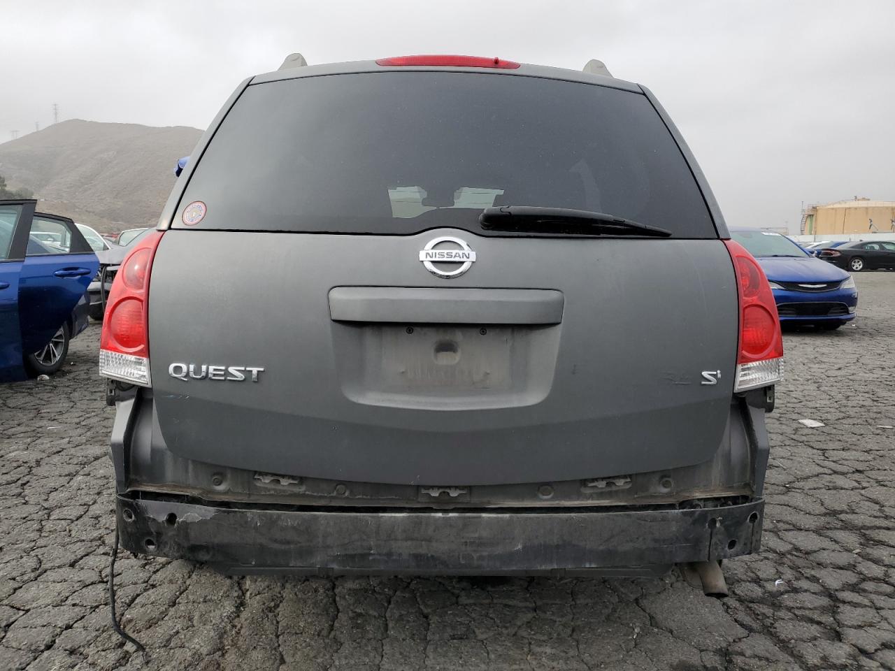 2006 Nissan Quest VIN 5N1BV28U16N112908 Copart auction photo, rear end damage thumbnail 6