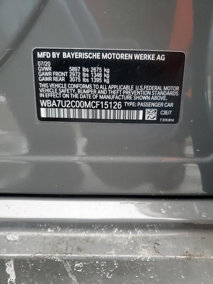 2021 BMW 7er VIN WBA7U2C00MCF15126 Copart auction photo, side / rear end damage thumbnail 13