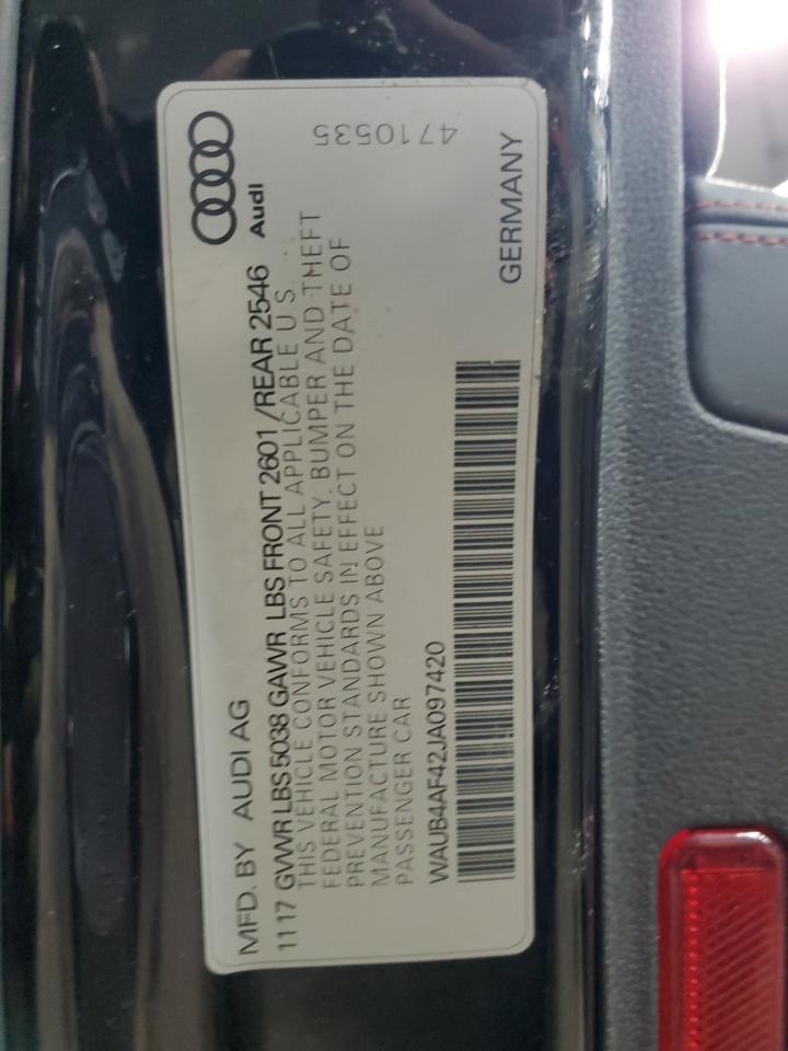 2018 Audi RS4 VIN WAUB4AF42JA097420 Copart auction photo, front end damage thumbnail 14