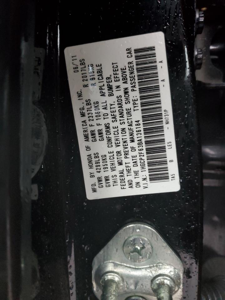 2011 Honda Accord VIN 1HGCP2F63BA136184 Copart auction photo, front end / side damage thumbnail 12