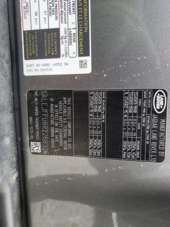 2024 Land Rover Defender VIN SALEJFFU8R2268336 Copart auction photo, rollover damage thumbnail 13