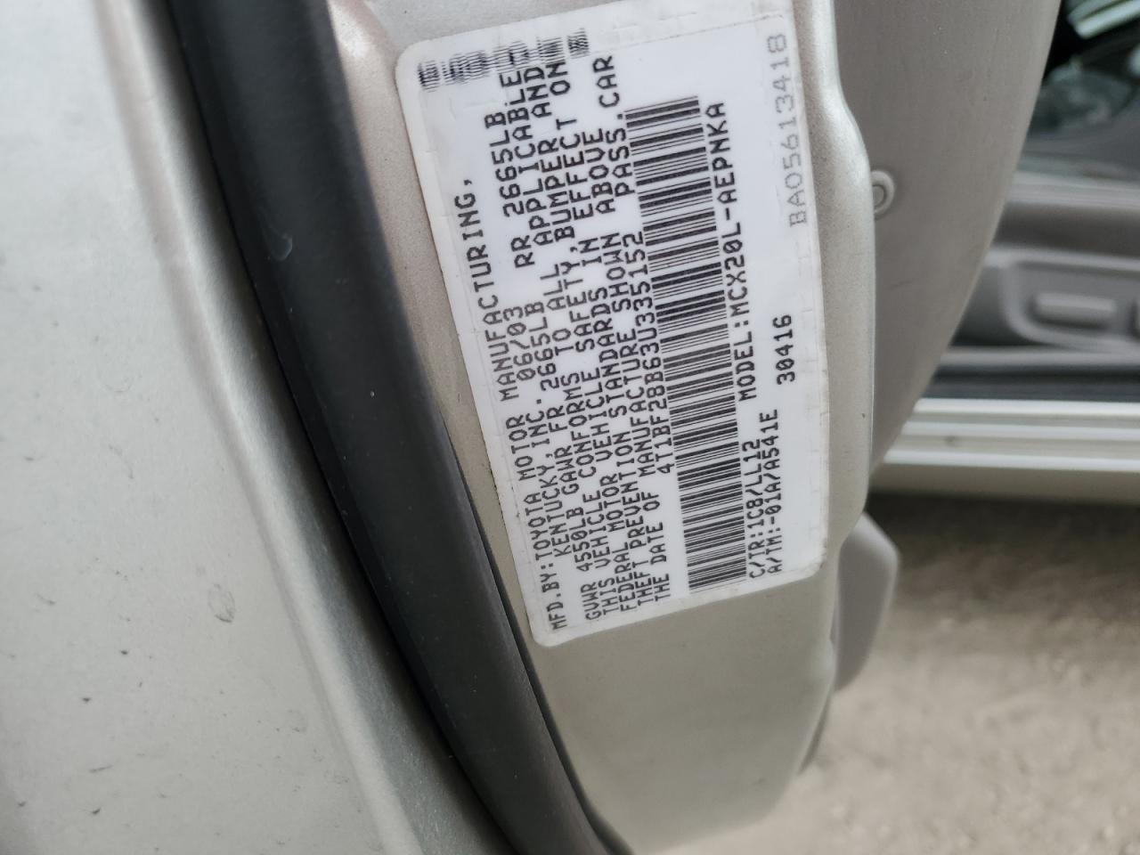 2003 Toyota Avalon VIN 4T1BF28B63U335152 Copart auction photo, front end damage thumbnail 14
