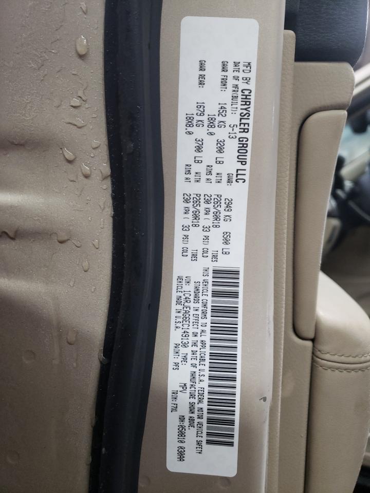 2014 Jeep Grand Cherokee VIN 1C4RJEAG6EC149130 Copart auction photo, front end damage thumbnail 12