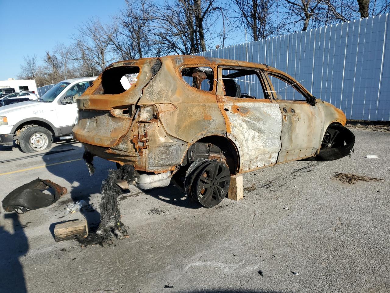 2020 Hyundai Santa Fe VIN 5NMS53AA1LH143336 Copart auction photo, burn damage thumbnail 3