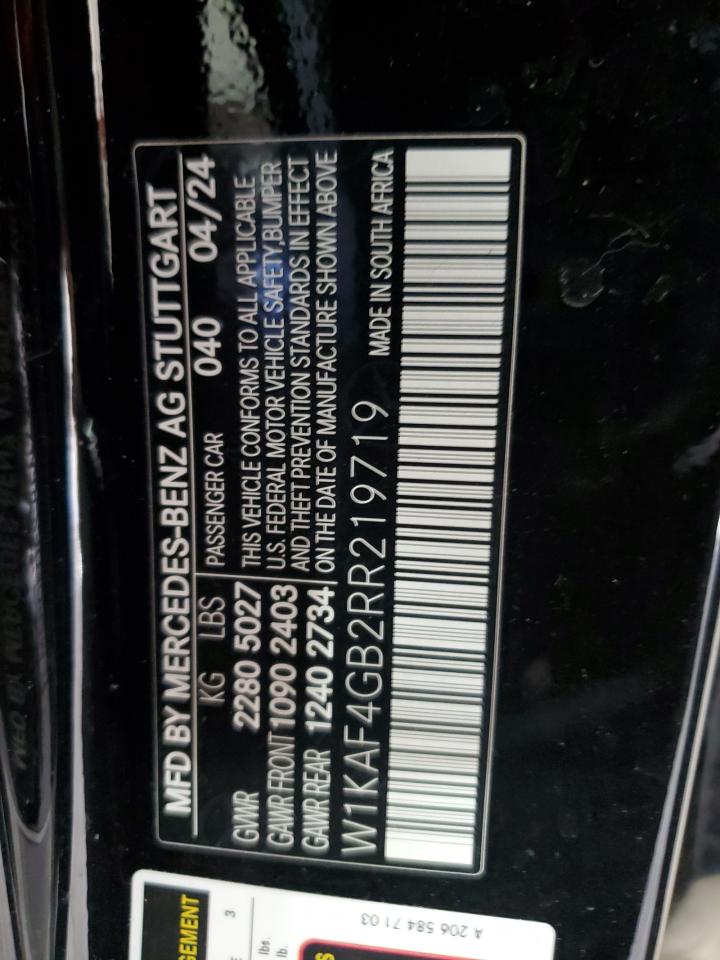 2024 Mercedes-Benz C-klasse VIN W1KAF4GB2RR219719 Copart auction photo, front end / minor dent/scratches damage thumbnail 13