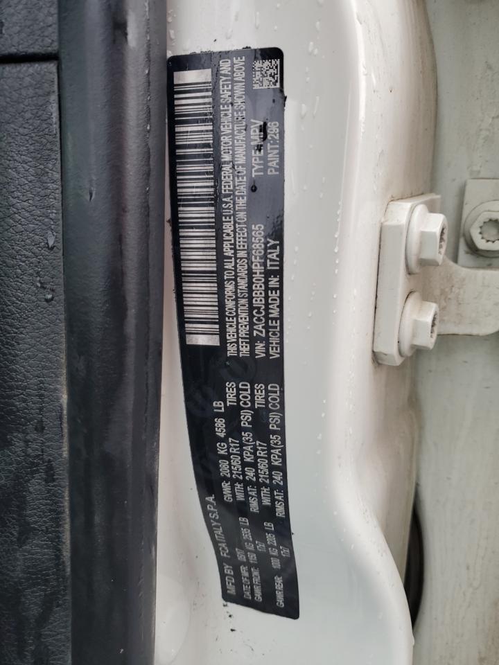 2017 Jeep Renegade VIN ZACCJBBB0HPF68565 Copart auction photo, front end / side damage thumbnail 13