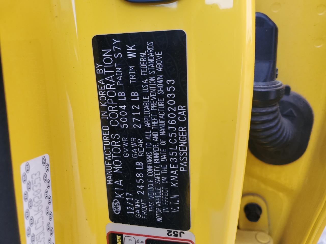 2018 KIA Stinger VIN KNAE35LC5J6020353 Copart auction photo, front end damage thumbnail 13