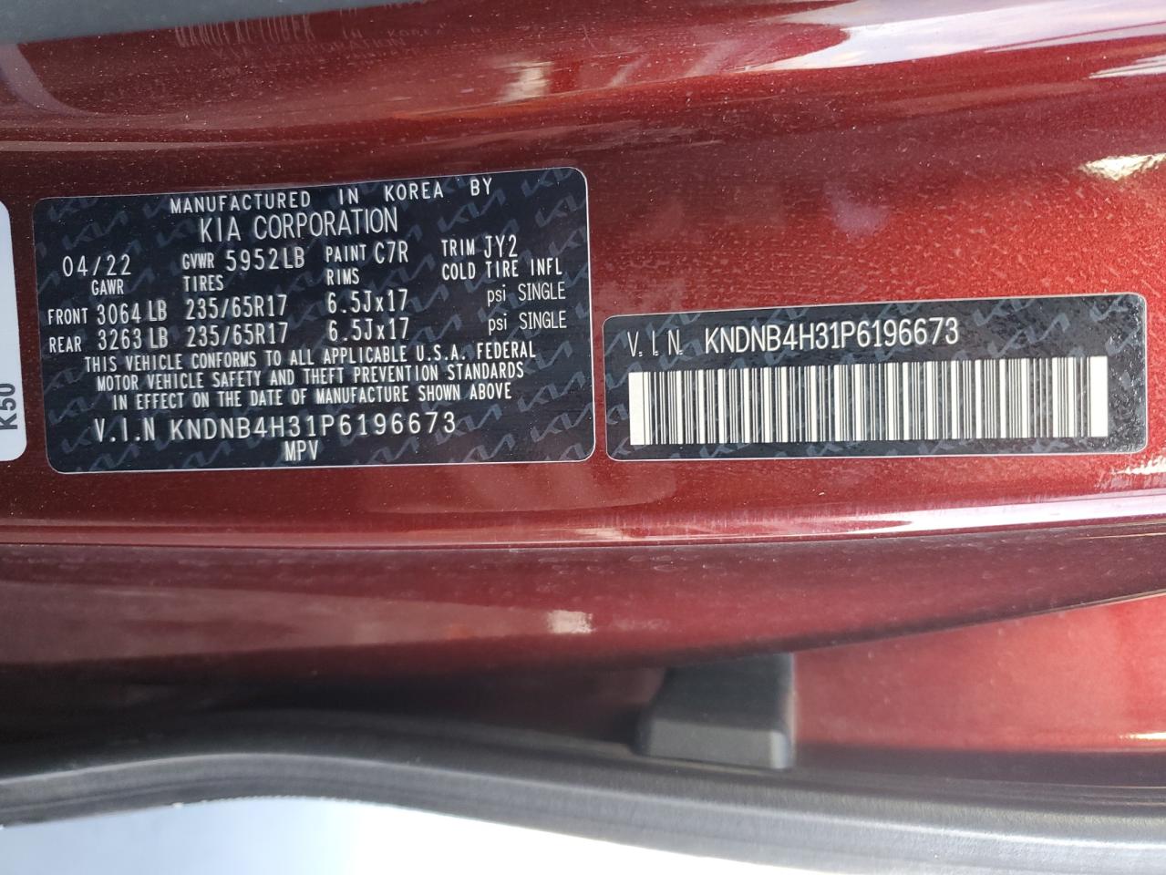 2023 KIA Carnival VIN KNDNB4H31P6196673 Copart auction photo, rear end / front end damage thumbnail 13