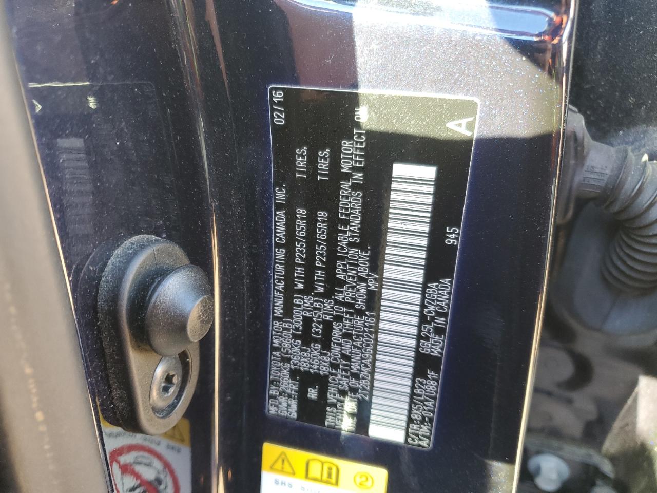 2016 Lexus RX VIN 2T2BZMCA9GC021161 Copart auction photo, front end / side damage thumbnail 12
