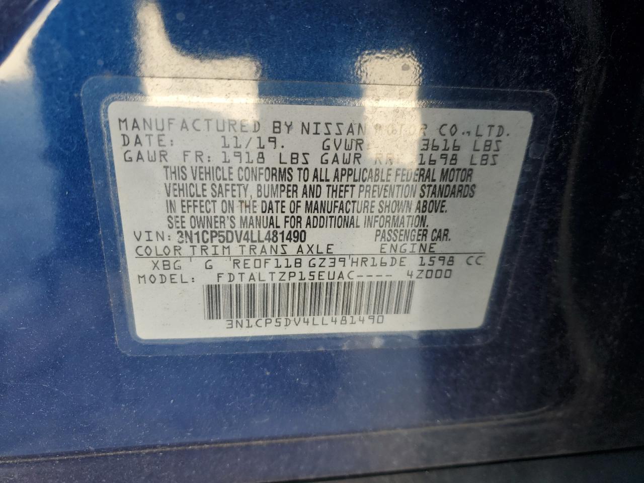 2020 Nissan Kicks VIN 3N1CP5DV4LL481490 Copart auction photo, all over damage thumbnail 15