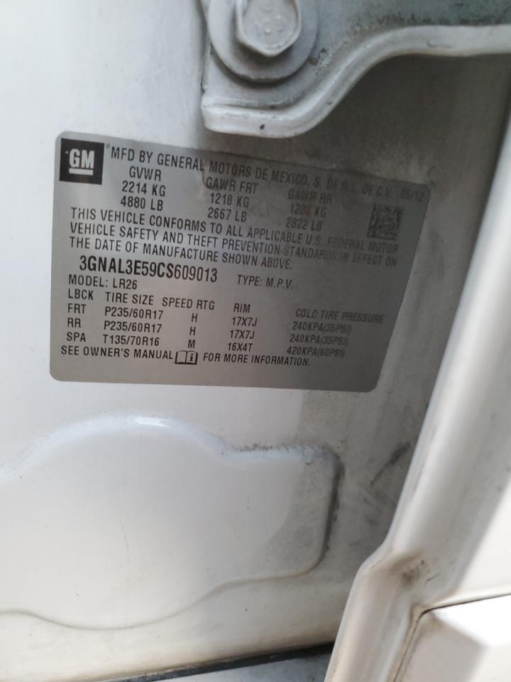 2012 Chevrolet Captiva VIN 3GNAL3E59CS609013 Copart auction photo, front end / rear end damage thumbnail 14