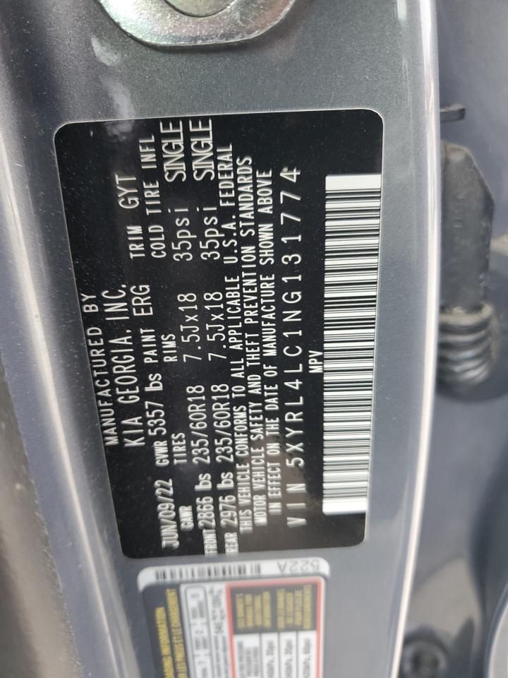 2022 KIA Sorento VIN 5XYRL4LC1NG131774 Copart auction photo, undercarriage / front end damage thumbnail 13