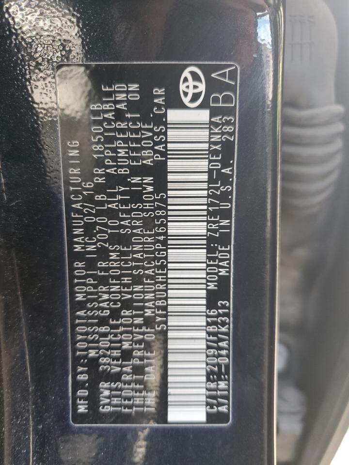 2016 Toyota Corolla VIN 5YFBURHE5GP465875 Copart auction photo, front end damage thumbnail 14