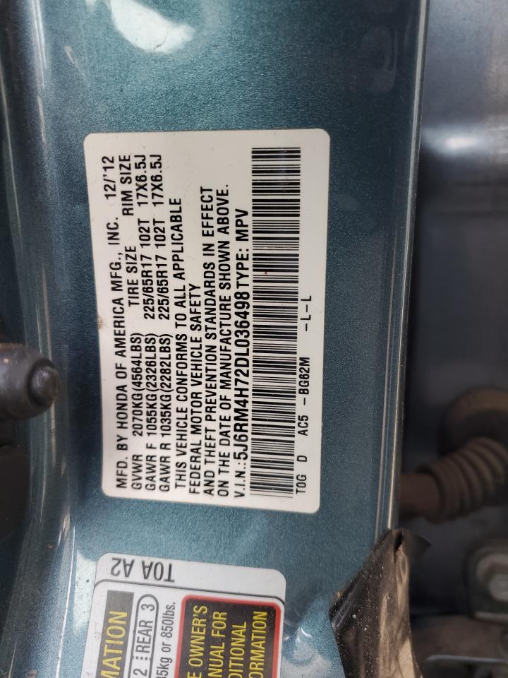 2013 Honda CR-V VIN 5J6RM4H72DL036498 Copart auction photo, all over damage thumbnail 14