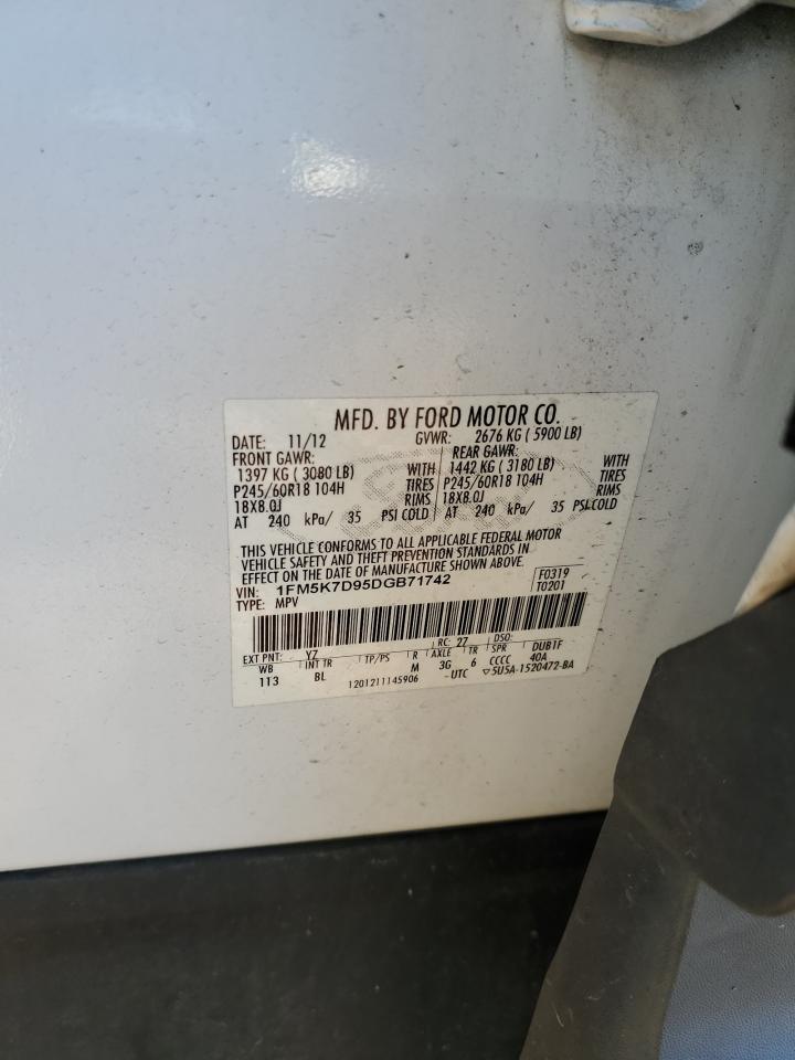 2013 Ford Explorer VIN 1FM5K7D95DGB71742 Copart auction photo, front end damage thumbnail 14