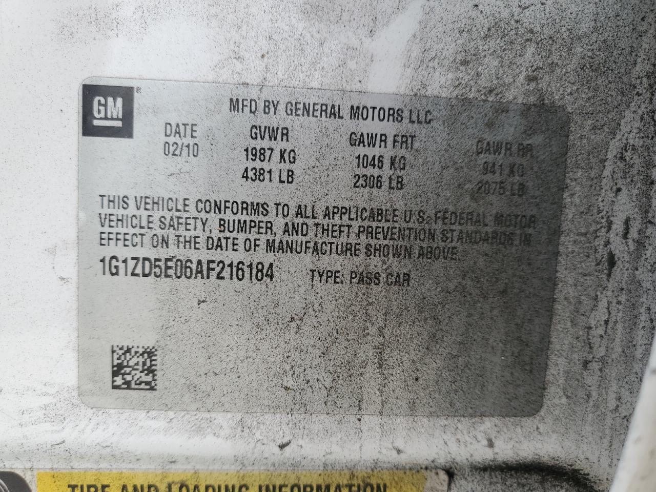 2010 Chevrolet Malibu VIN 1G1ZD5E06AF216184 Copart auction photo, front end damage thumbnail 14