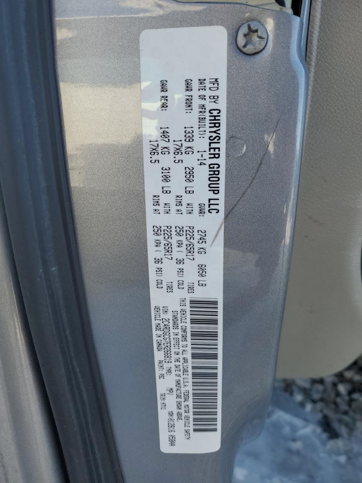 2014 Dodge Caravan VIN 2C4RDGCG7ER266819 Copart auction photo, front end damage thumbnail 14