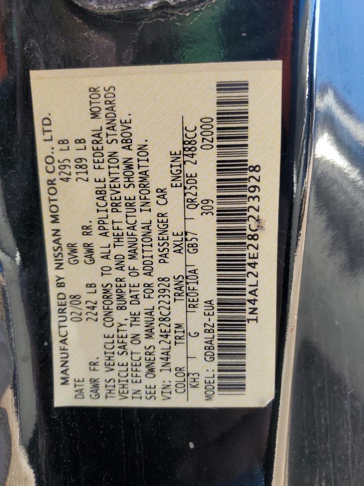 2008 Nissan Altima VIN 1N4AL24E28C223928 Copart auction photo, front end damage thumbnail 12