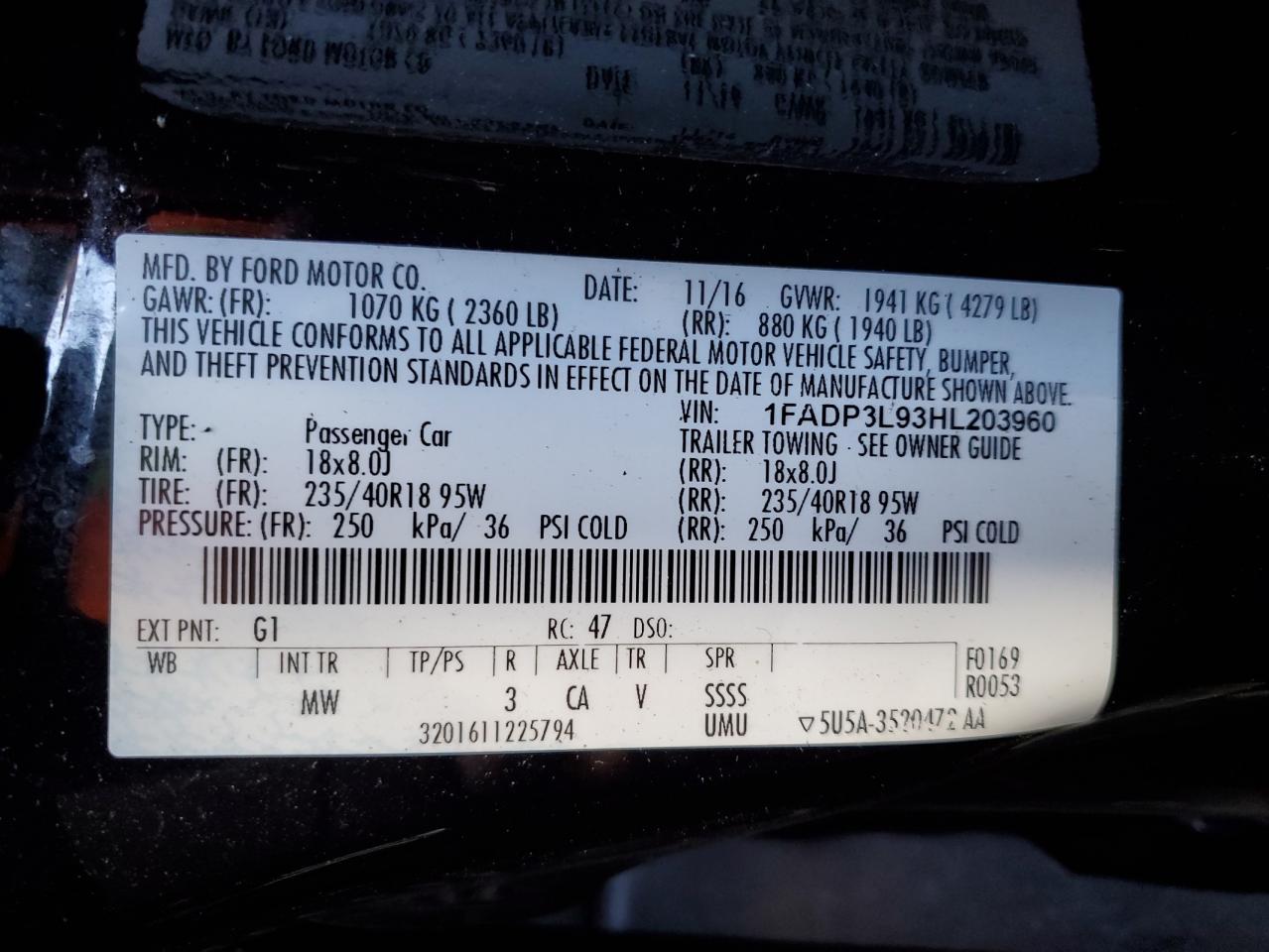 2017 Ford Focus VIN 1FADP3L93HL203960 Copart auction photo, front end / side damage thumbnail 12