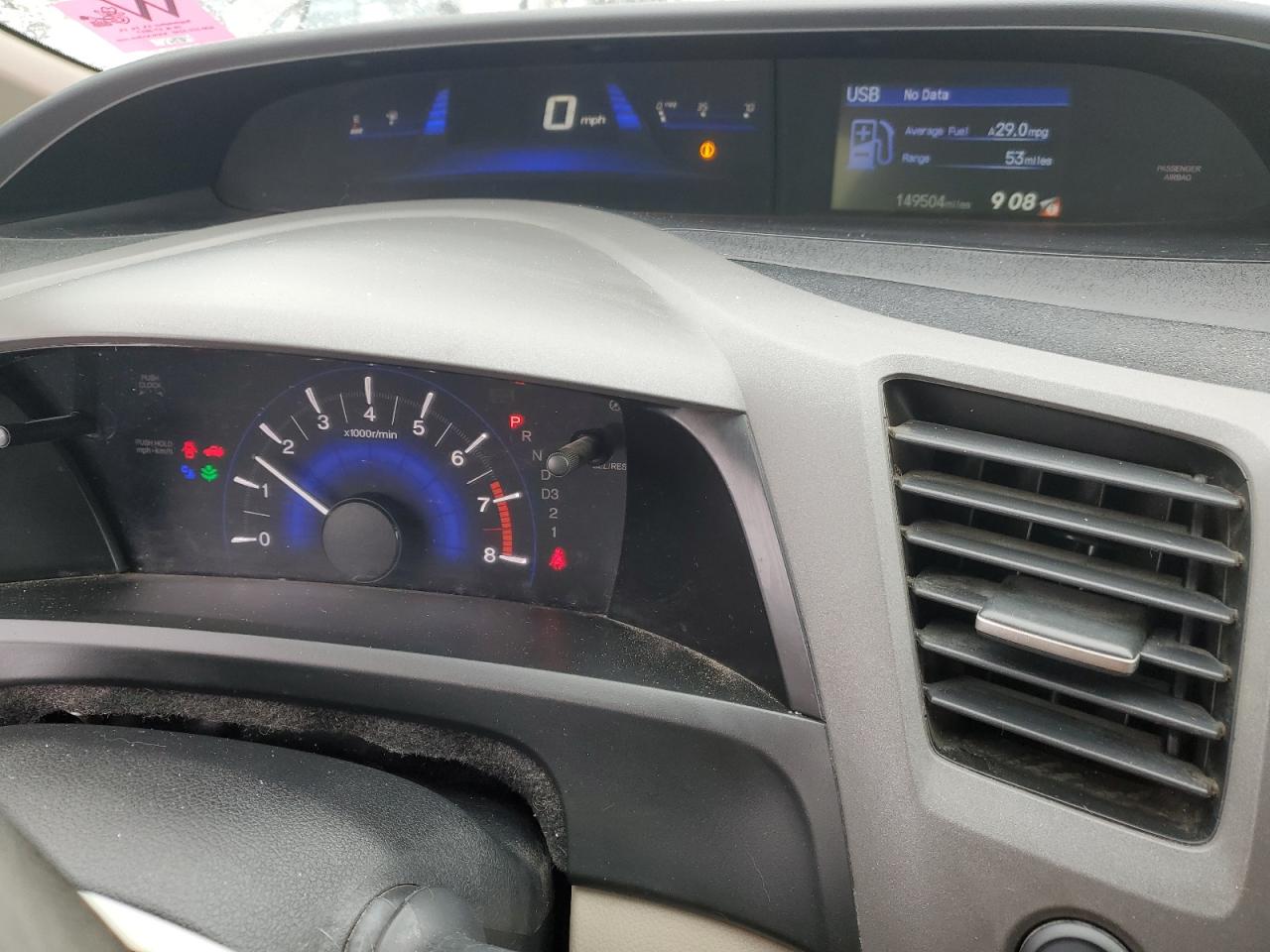 2012 Honda Civic VIN 19XFB2F59CE098217 Copart auction photo, rear end / hail damage thumbnail 9
