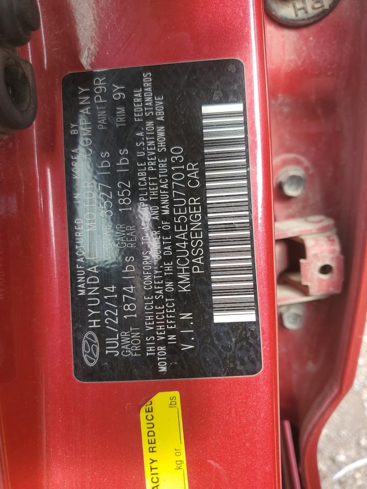 2014 Hyundai Accent VIN KMHCU4AE5EU770130 Copart auction photo, front end damage thumbnail 14