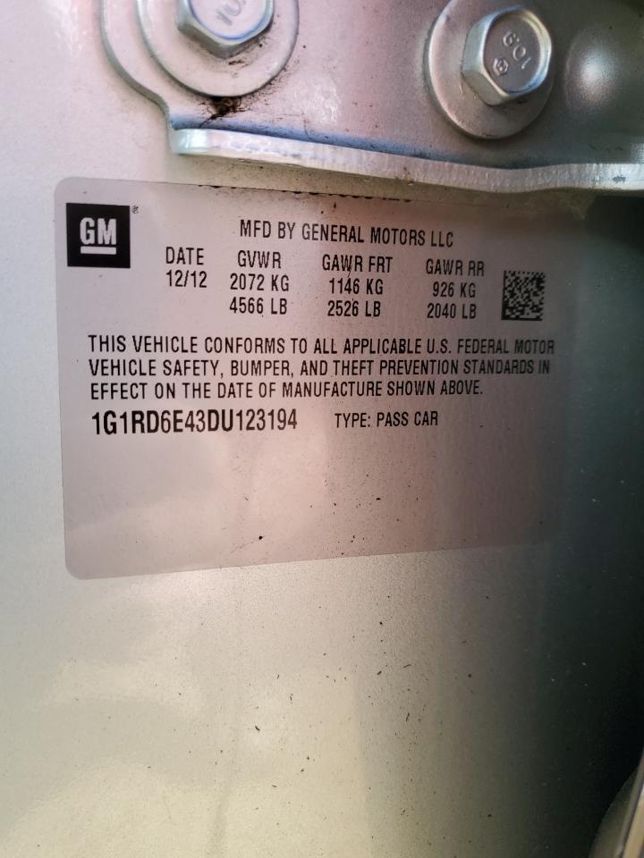 2013 Chevrolet Volt VIN 1G1RD6E43DU123194 Copart auction photo, side damage thumbnail 12