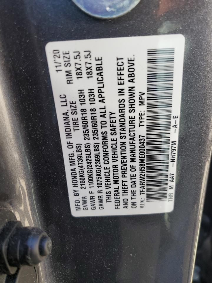 2021 Honda CR-V VIN 7FARW2H58ME000437 Copart auction photo, front end damage thumbnail 13