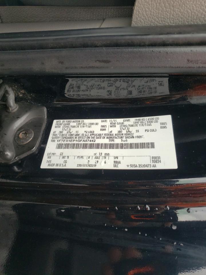2016 Ford F-150 VIN 1FTEX1EP1GFA57442 Copart auction photo, front end / rear end damage thumbnail 14