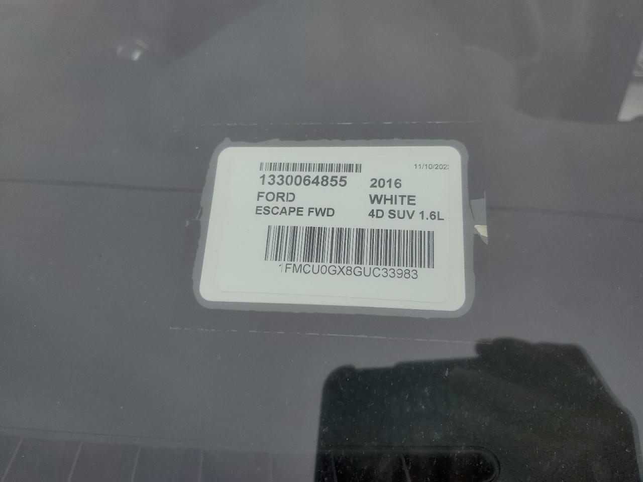 2016 Ford Escape VIN 1FMCU0GX8GUC33983 Copart auction photo, front end damage thumbnail 15