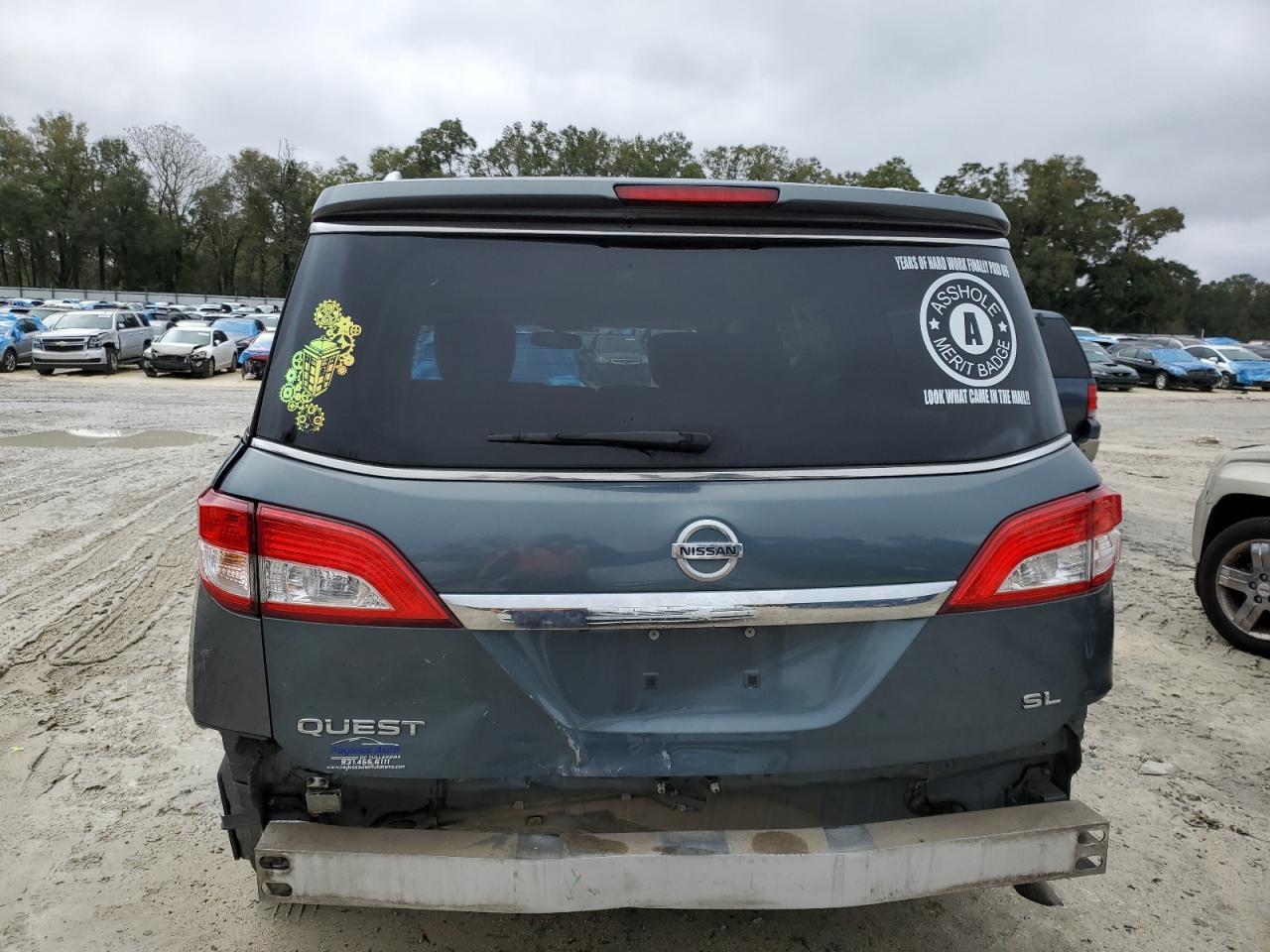 2013 Nissan Quest VIN JN8AE2KPXD9069411 Copart auction photo, rear end damage thumbnail 6