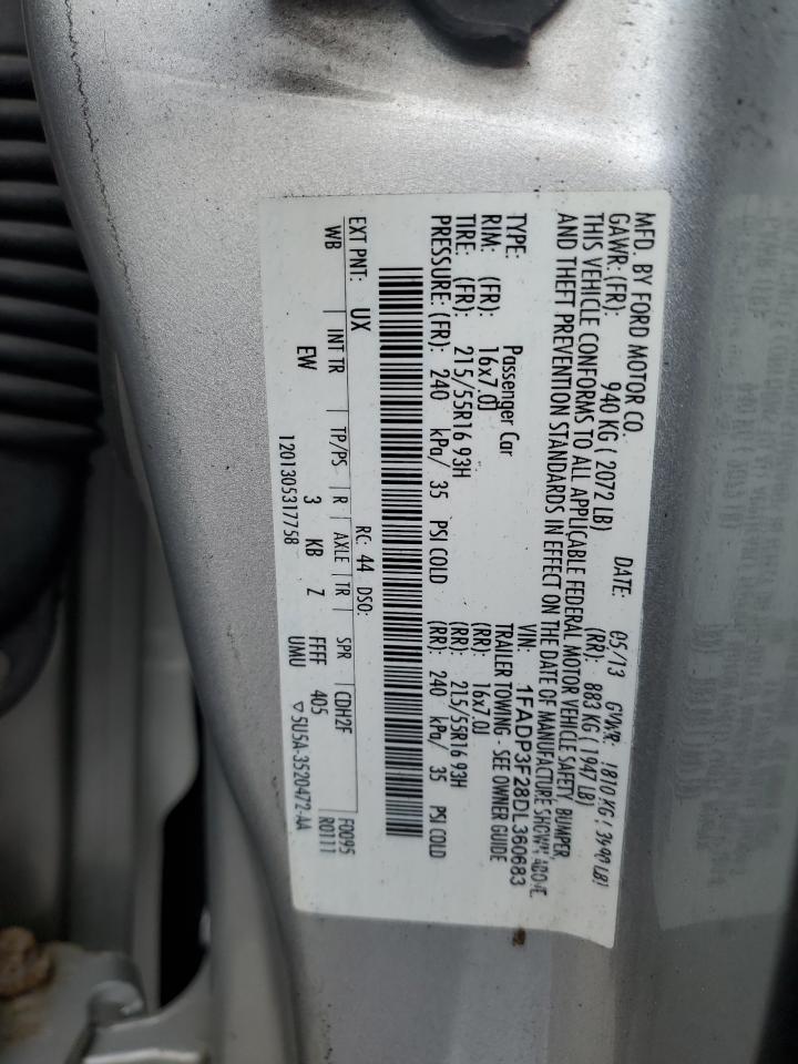 2013 Ford Focus VIN 1FADP3F28DL360683 Copart auction photo, front end damage thumbnail 12