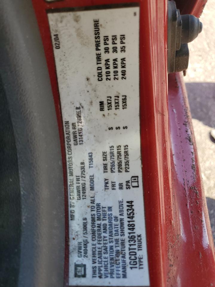 2004 Chevrolet Colorado VIN 1GCDT136148145344 Copart auction photo, all over damage thumbnail 13
