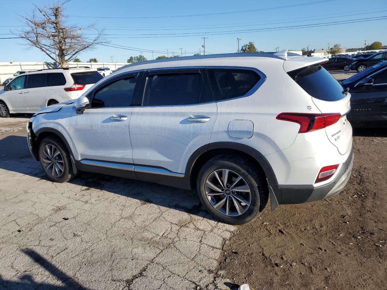2020 Hyundai Santa Fe VIN 5NMS3CAD0LH281174 Copart auction photo, front end / side damage thumbnail 2