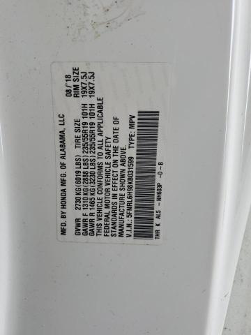 2019 Honda Odyssey VIN 5FNRL6H98KB031599 Copart auction photo, side / rear end damage thumbnail 13