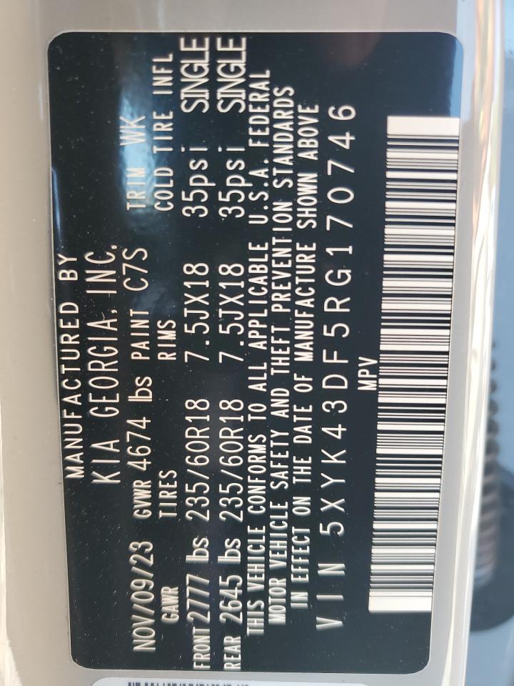 2024 KIA Sportage VIN 5XYK43DF5RG170746 Copart auction photo, front end damage thumbnail 16