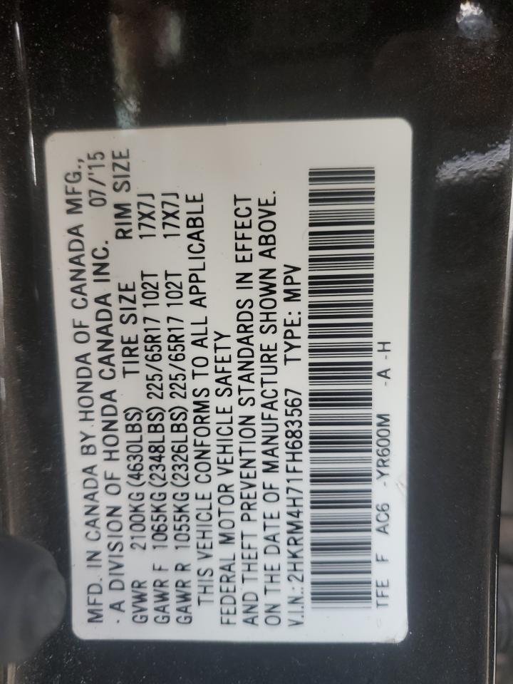2015 Honda CR-V VIN 2HKRM4H71FH683567 Copart auction photo, front end damage thumbnail 13