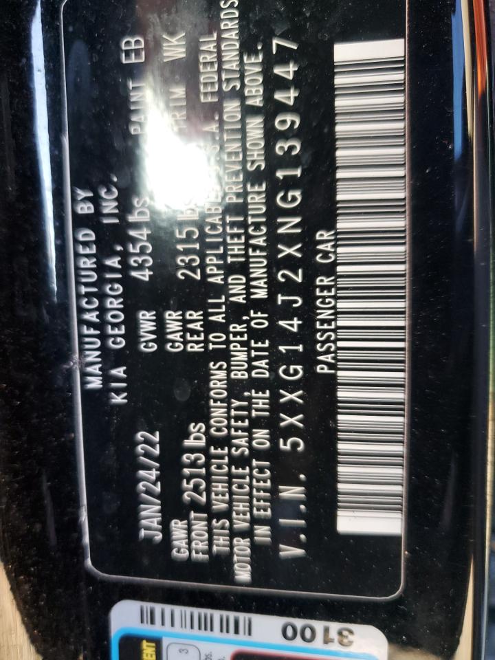 2022 KIA K5 VIN 5XXG14J2XNG139447 Copart auction photo, front end damage thumbnail 12