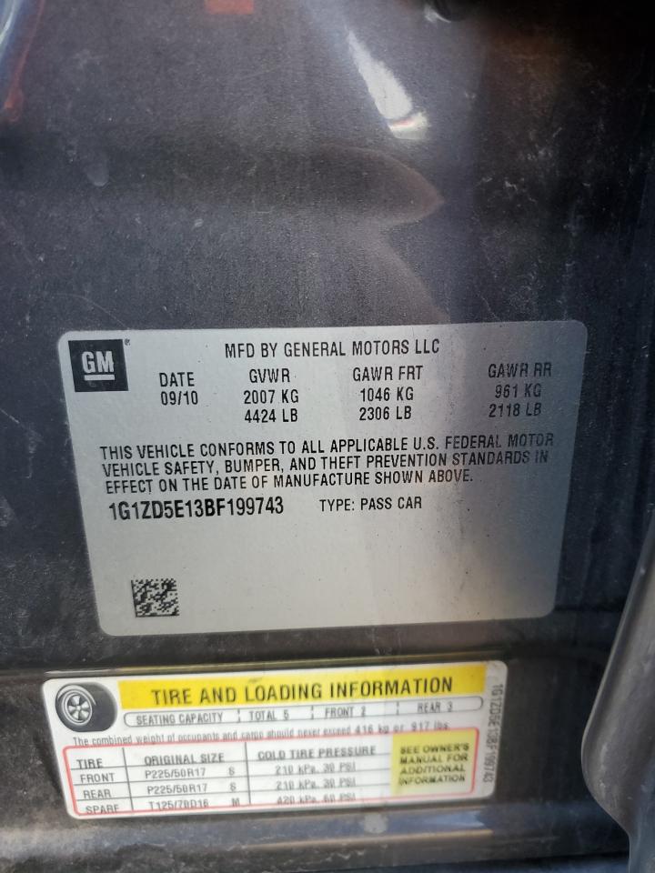 2011 Chevrolet Malibu VIN 1G1ZD5E13BF199743 Copart auction photo, front end damage thumbnail 12