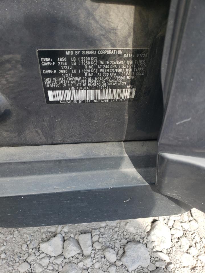 2020 Subaru Outback VIN 4S4BTAEC0L3172035 Copart auction photo, all over damage thumbnail 13