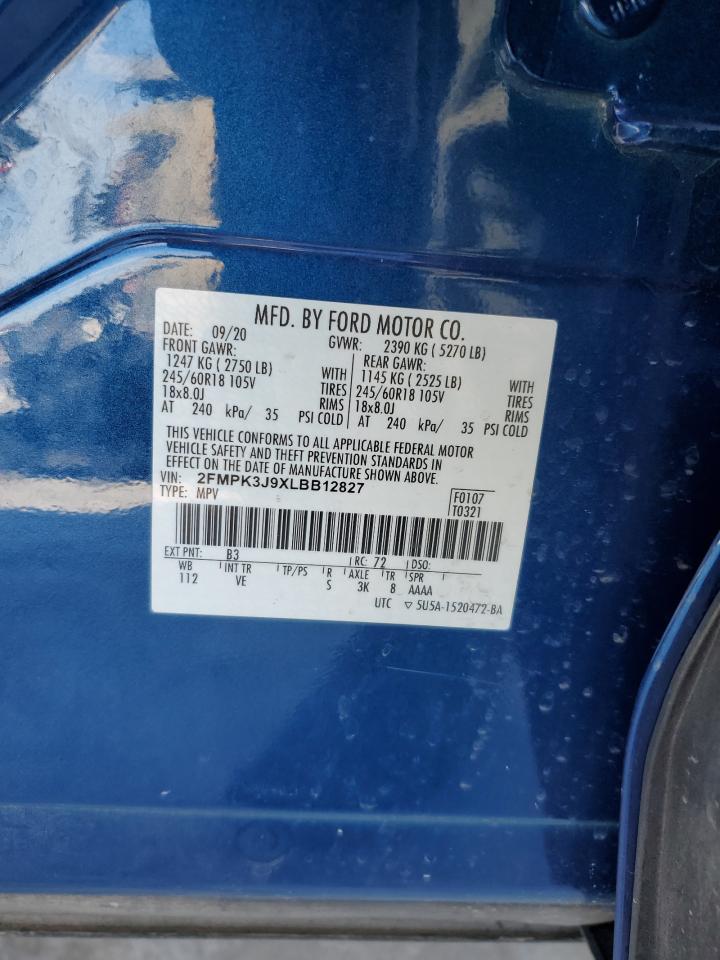 2020 Ford Edge VIN 2FMPK3J9XLBB12827 Copart auction photo, front end damage thumbnail 14